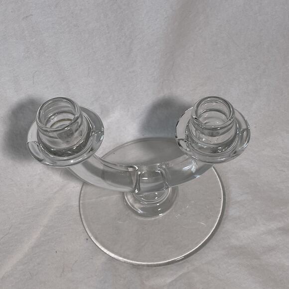 Vintage Style Glass Double Tapered Candle Holder - Picture 2 of 6
